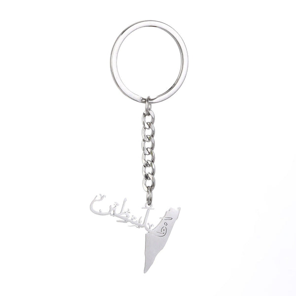 Israel Palestine Map Flag Drip Oil Stainless Steel Keychain Fashion Men's and Women's Stainless Steel Keys