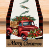 Red car printed table flag Christmas red black checkered linen living room decoration tablecloth
