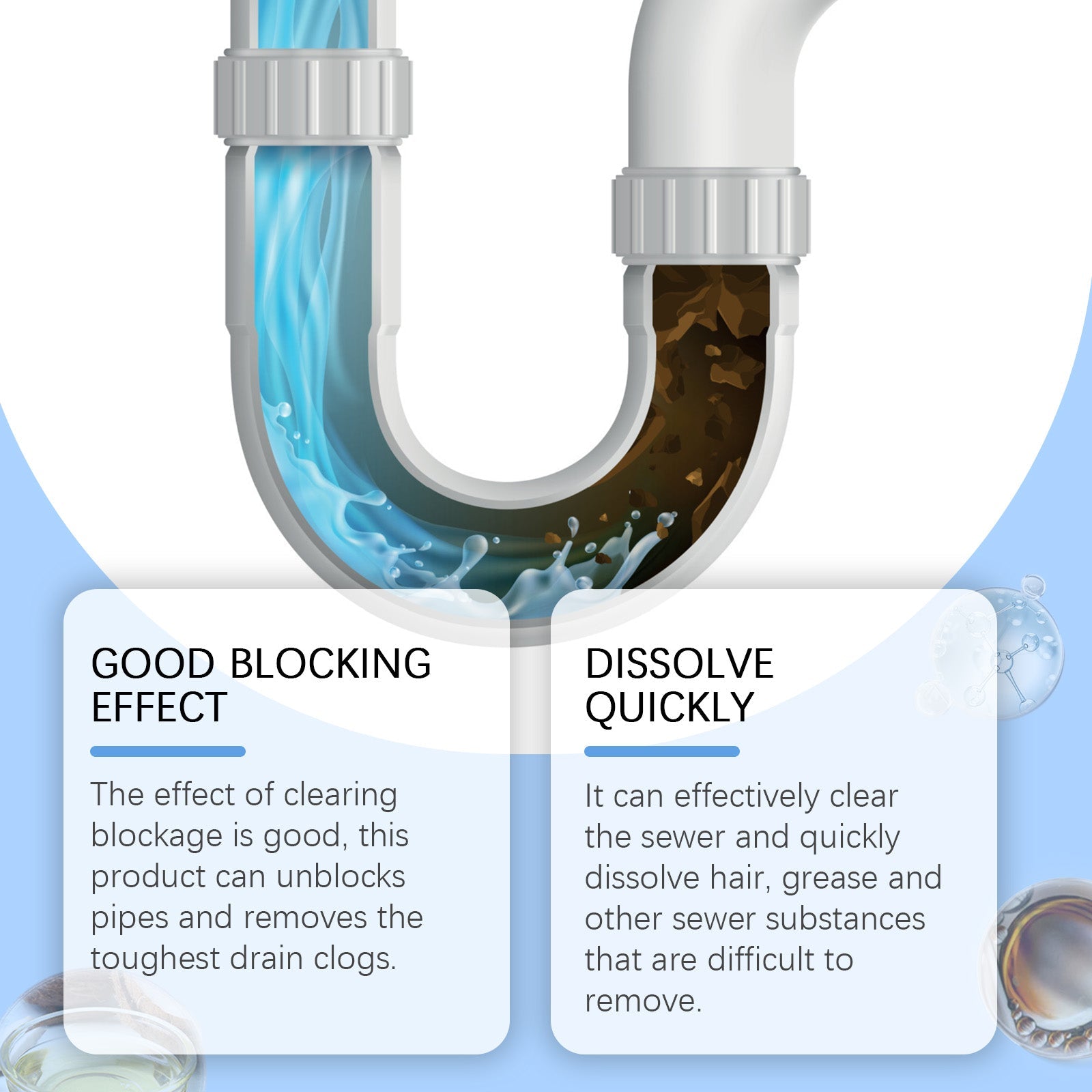 Pipe Dredging Cleaning Powder Clean Dissolves Drain Pipe Powder Oil, Clogs And Deodorizes