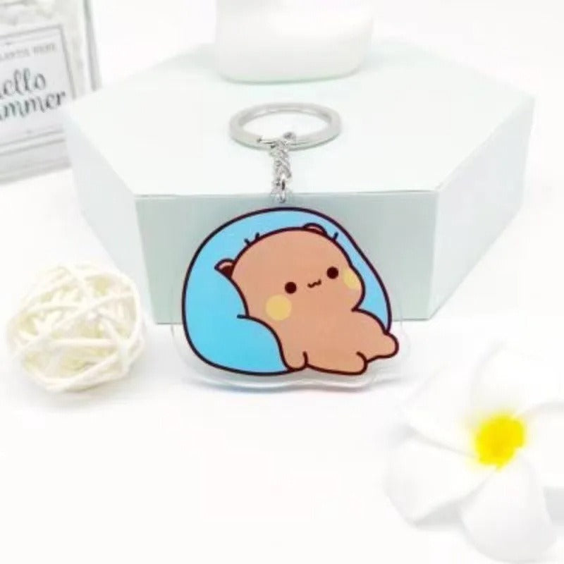 Cute cartoon Bubudu Giant Panda Pendant Keychain Car Key Acrylic Backpack Keychain Pendant