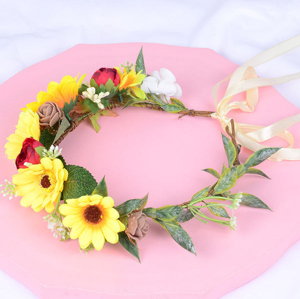 Korean style flower garland headwear sunflower children's performance scenic area decoration headwear hair accessories sunflower