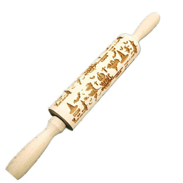 Wooden Rolling Pin Beechwood Laser Engraved Printed Rolling Pin Embossing Rolling Pin Christmas Flip Sugar Cookie Rolling Pin