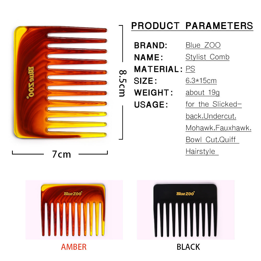 Single Side Short 2 Colors BlueZOO Big Back Shape Big Knife Comb Big Tooth Comb Large Insert Comb Shovel Oil Head Comb