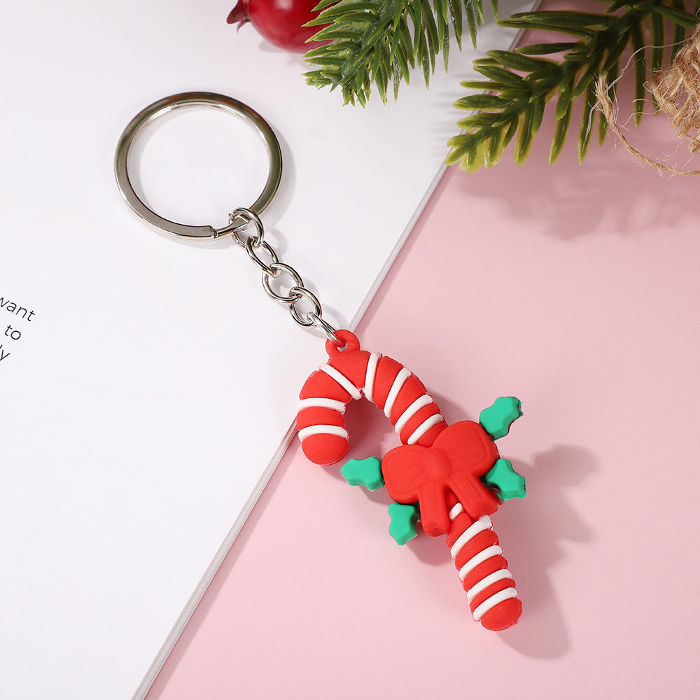 Christmas series keychains cute cartoon soft rubber dolls creative three-dimensional Santa Claus pendants small gifts
