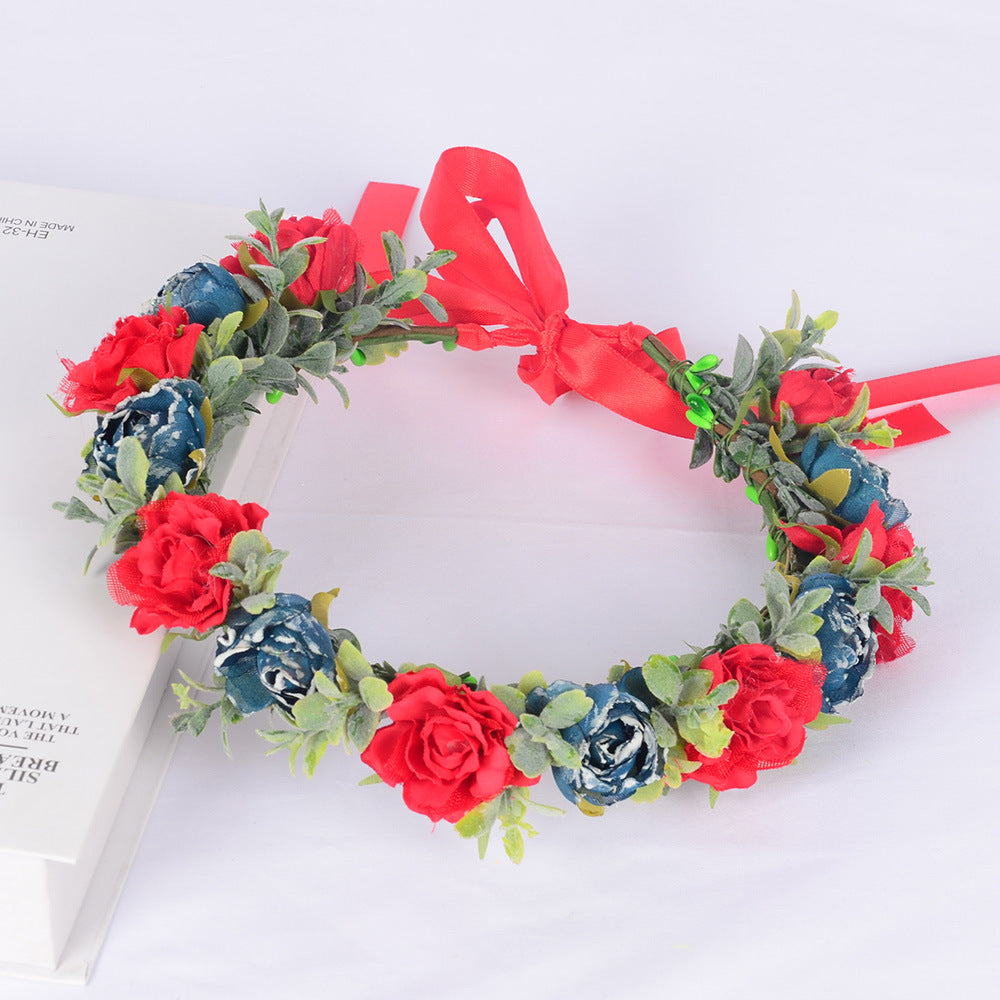 Flower garland super fairy bridal headpiece handmade simulation flower fairy headpiece wedding photography hair accessory