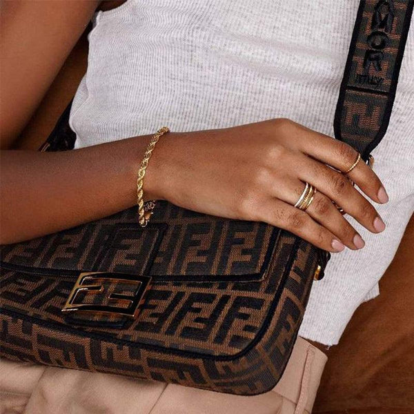 Hip hop gold Fried Dough Twists chain thick bracelet small jewelry chain