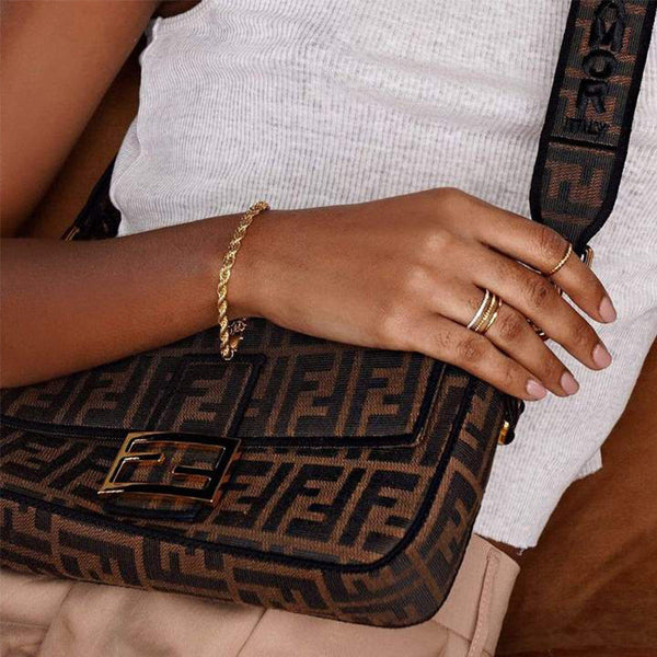 Hip hop gold Fried Dough Twists chain thick bracelet small jewelry chain