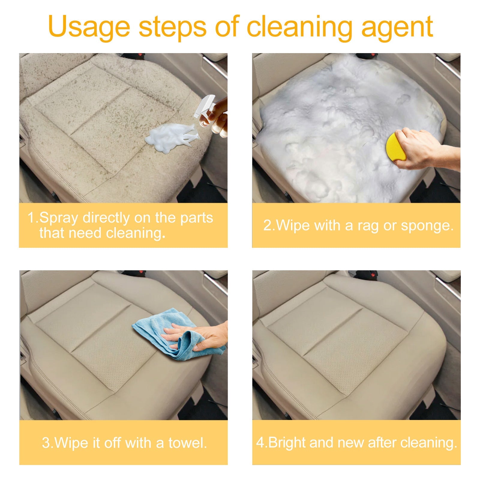 Car Interior Foam Cleaner, Wash Free Decontamination Seat Ceiling Instrument Panel Foam Cleaner
