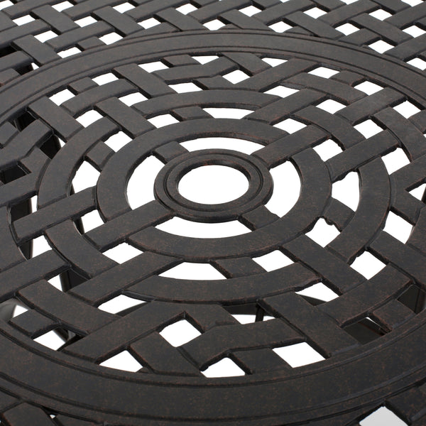 Outdoor Cast Aluminum Circular Dining Table, Bronze