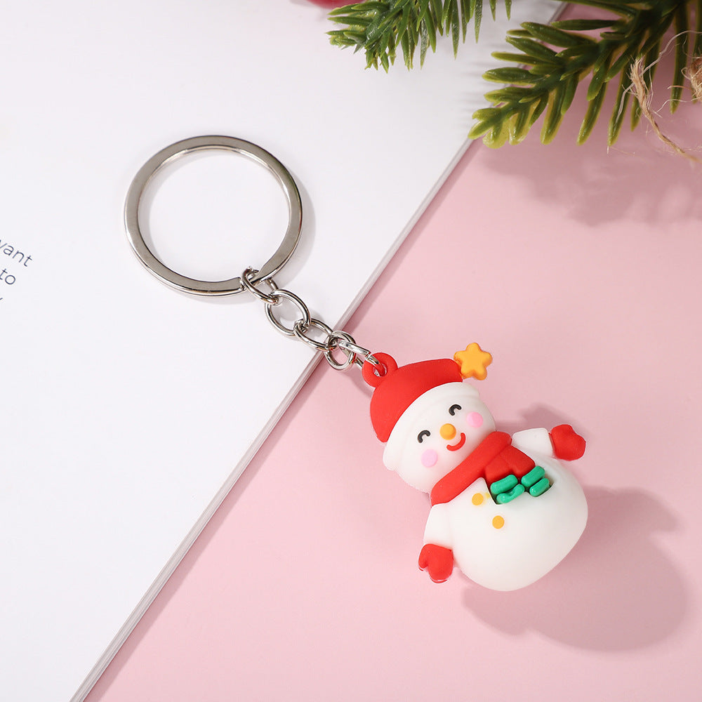 Christmas series keychains cute cartoon soft rubber dolls creative three-dimensional Santa Claus pendants small gifts