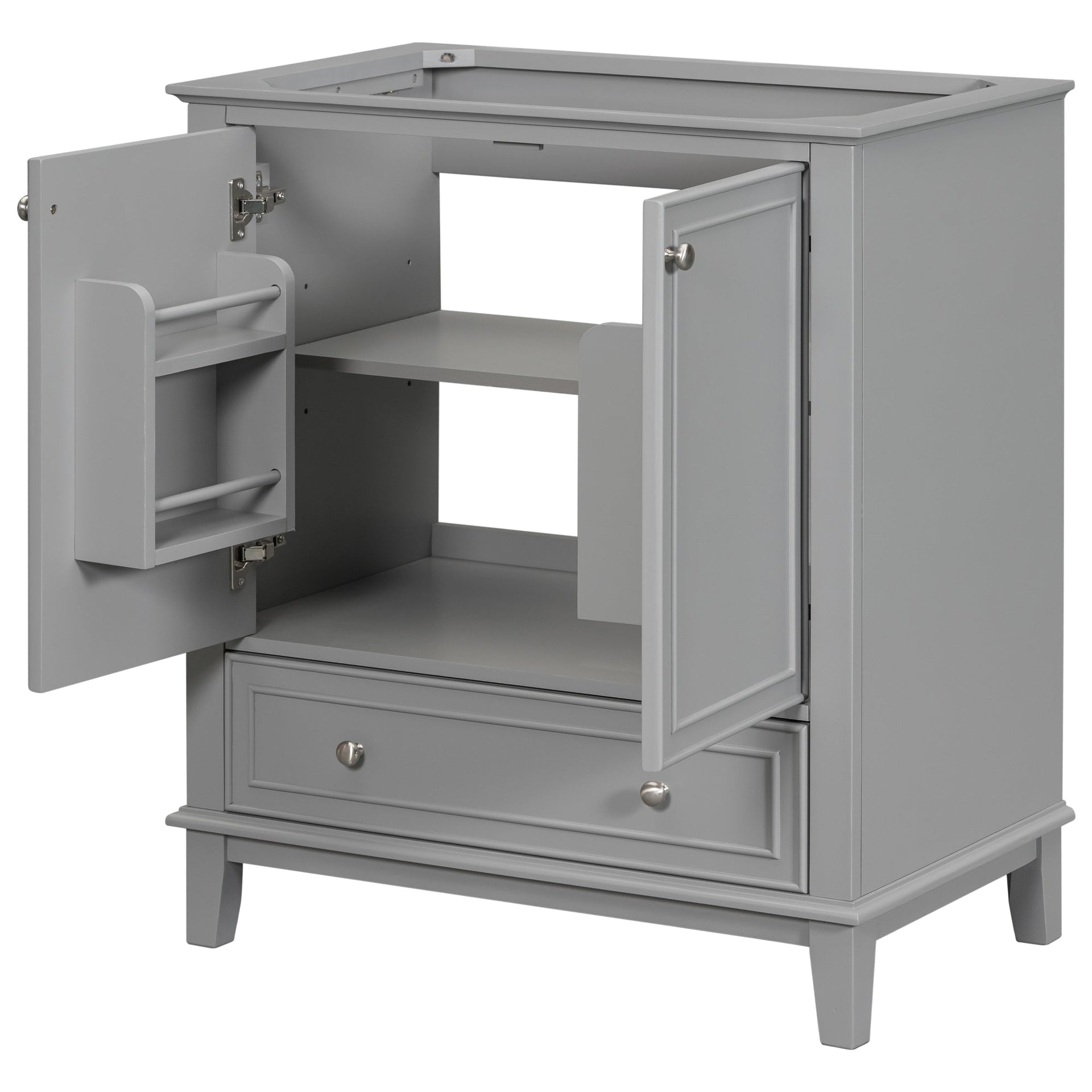 30 inch bathroom vanity no sink  base only gray