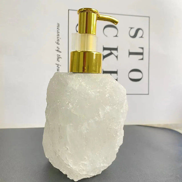 1 PCS Natural Pink Crystal Stone Press Bottle Dispenser 30ml Liquid Dispenser Shower Gel Wash Light Luxury Bathroom Accessory - Gifts for You 'n Me
