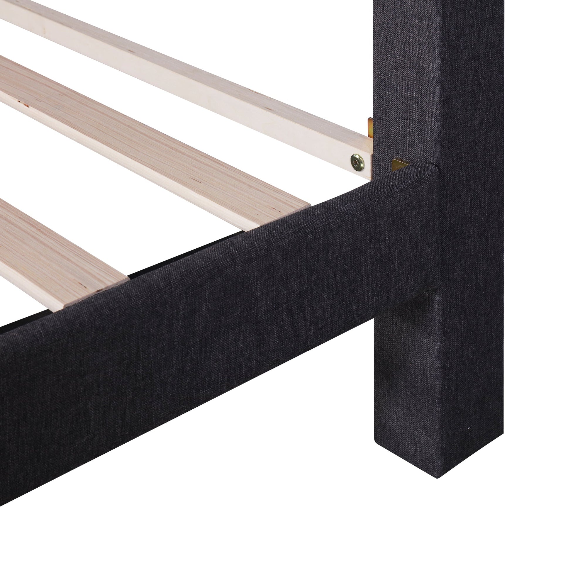 Queen Size Upholstered Platform Bed with Storage Headboard, LED, USB Charging and 2 Drawers Dark Gray