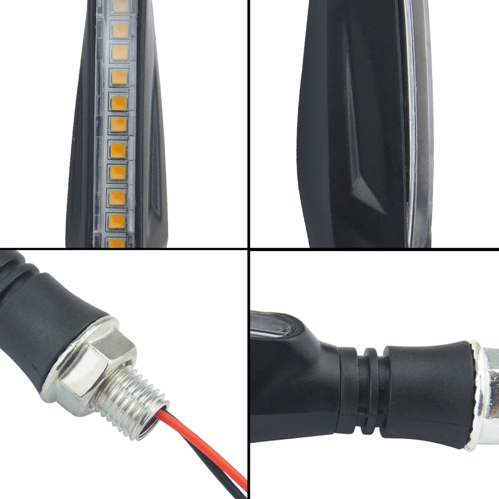 2PCS LED Motorcycle Turn Signals Light 12 SMD Tail Flasher Flowing Water Blinker IP68 Bendable Motorcycle Flashing Lights