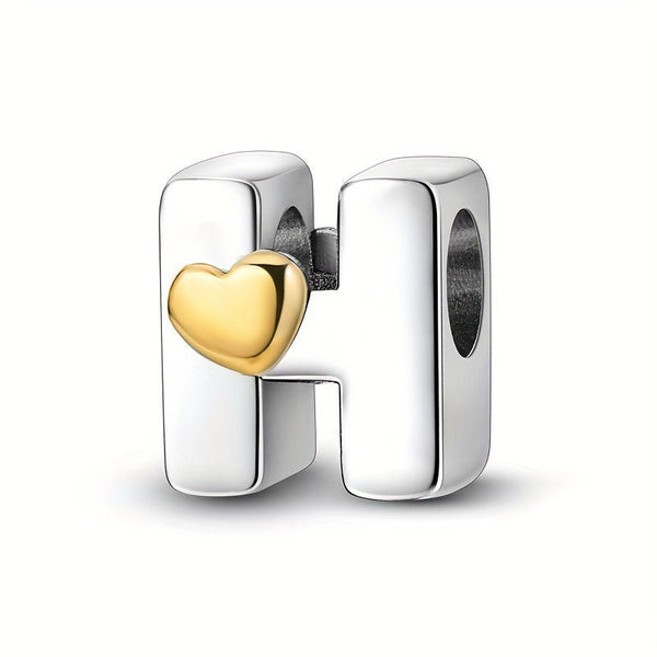 Copper Plated Silver English Letter Pendant Bead Bracelet Necklace Diy