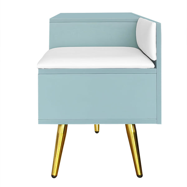 Modern Shoe Storage Bench with Hidden Storage and Upholstered Cushions for Bedside, Living Room and Entryway (Tiffany Blue)