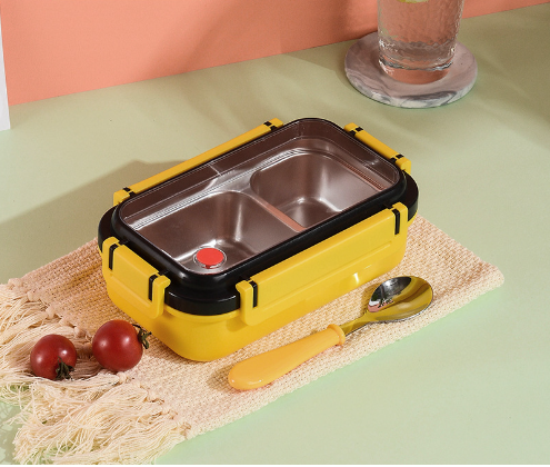 Simple and stylish portable stainless steel heat preservation and anti-scalding partition lunch box