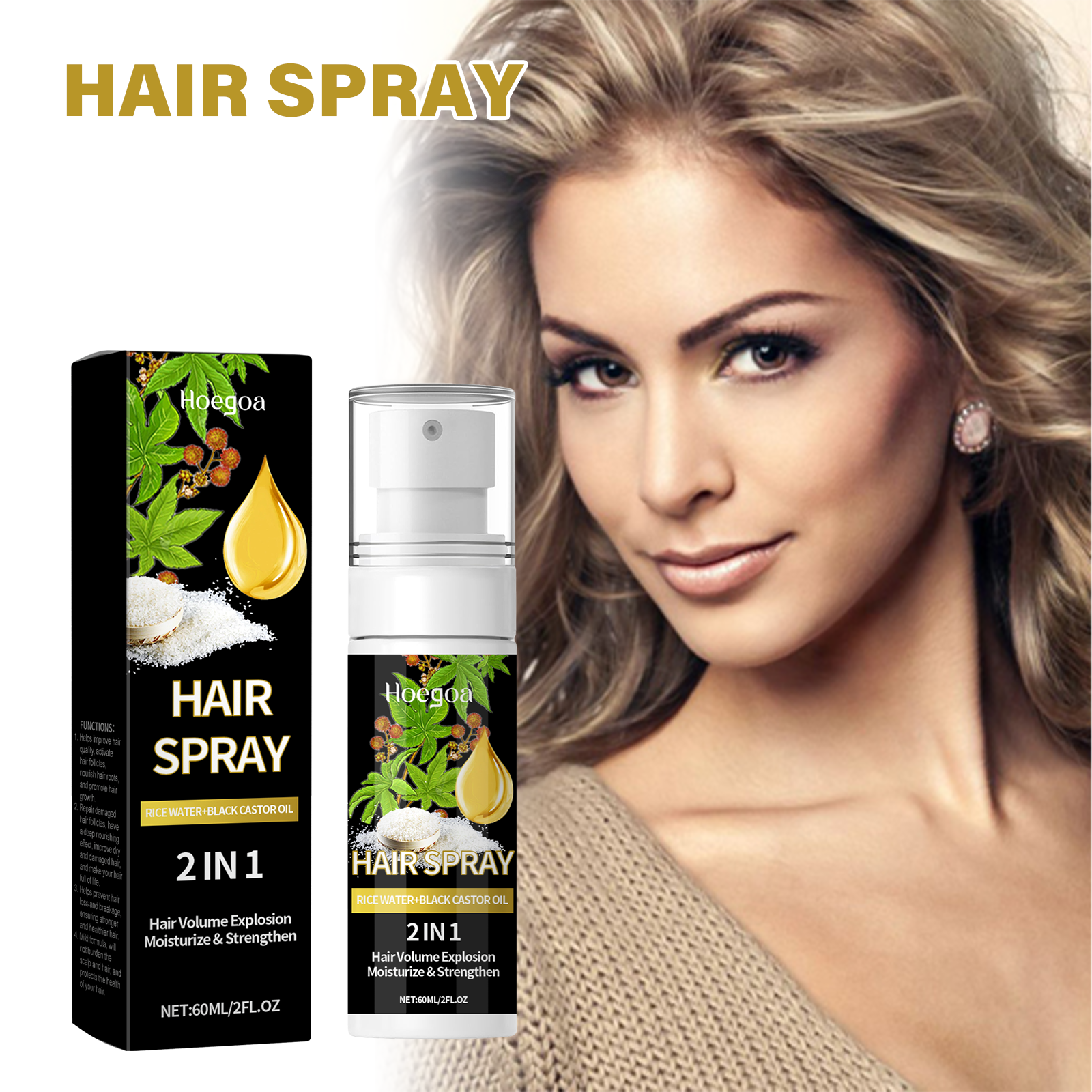 Hair Care Mist Nourishes Scalp, Moisturizes Hair And Shines Castor Oil Repair Spray