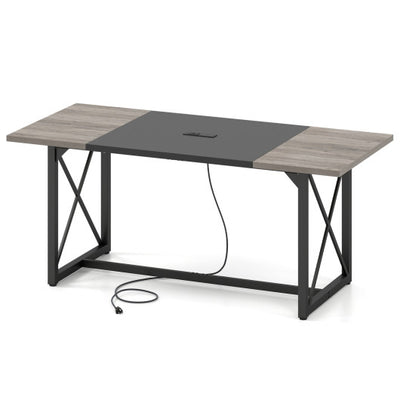 6FT Conference Table with Power Outlets Seats 6-8 People for Office-Natural