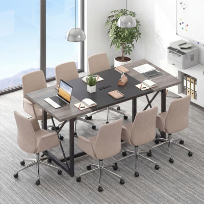 6FT Conference Table with Power Outlets Seats 6-8 People for Office-Natural
