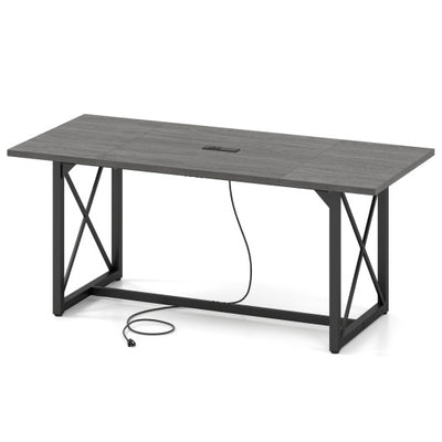 6FT Conference Table with Power Outlets Seats 6-8 People for Office-Gray