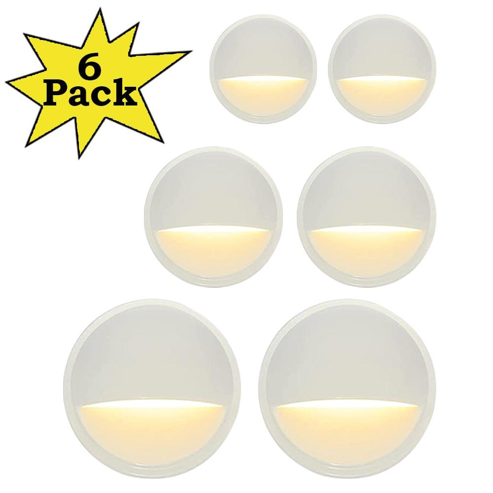 DLA02 6-Pack 2W Low Voltage 2700K Warm White Integrated LED Outdoor Half Moon Deck Lights Package, 12V LED Step Patio Landscape Lights