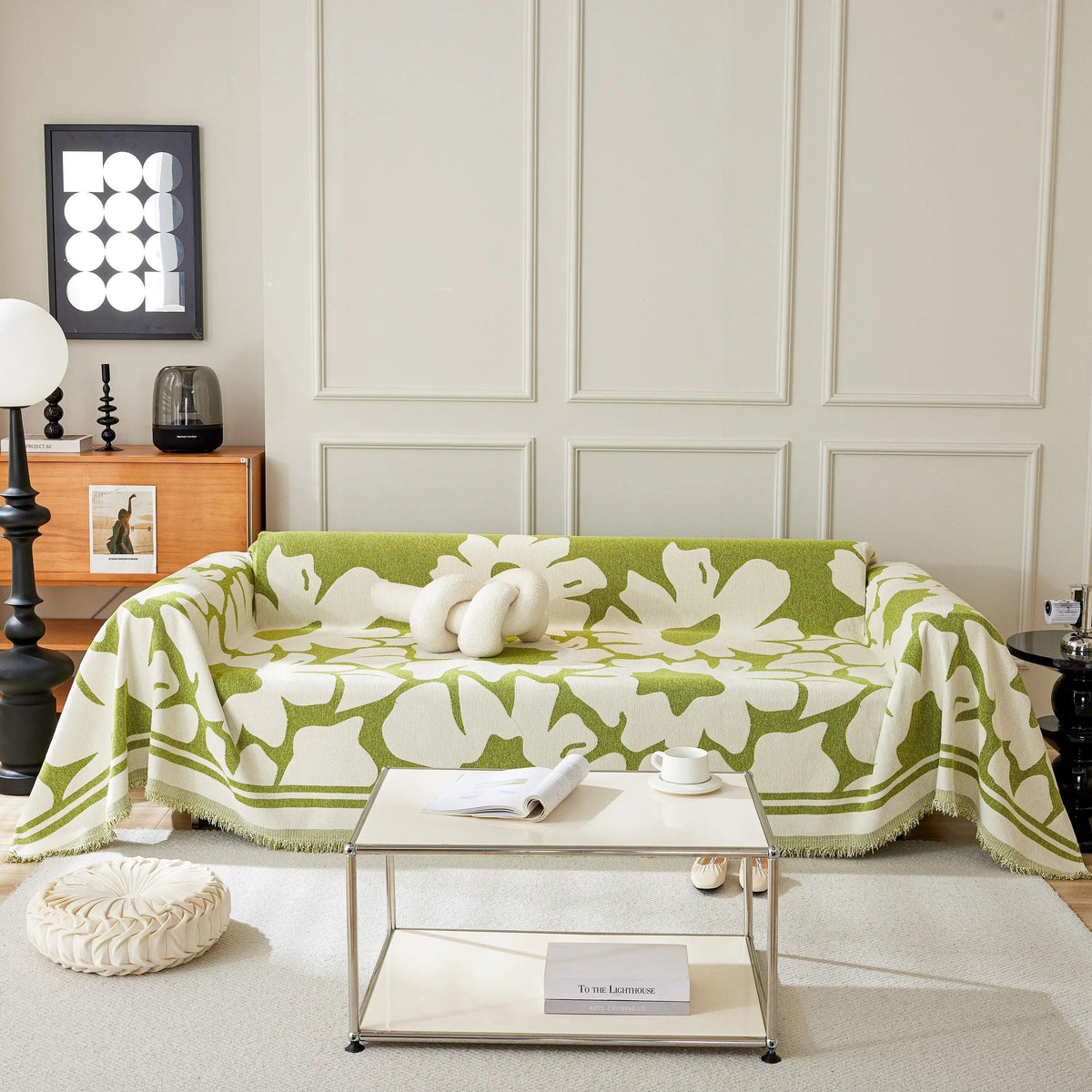 Chenille Floral Soft Thick Reversible Blanket Covers for Couch, Couch Protector Blanket Cover Sofa