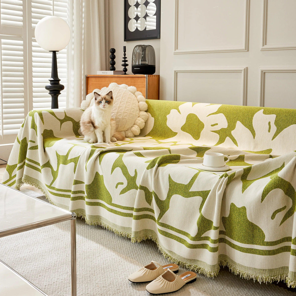 Chenille Floral Soft Thick Reversible Blanket Covers for Couch, Couch Protector Blanket Cover Sofa