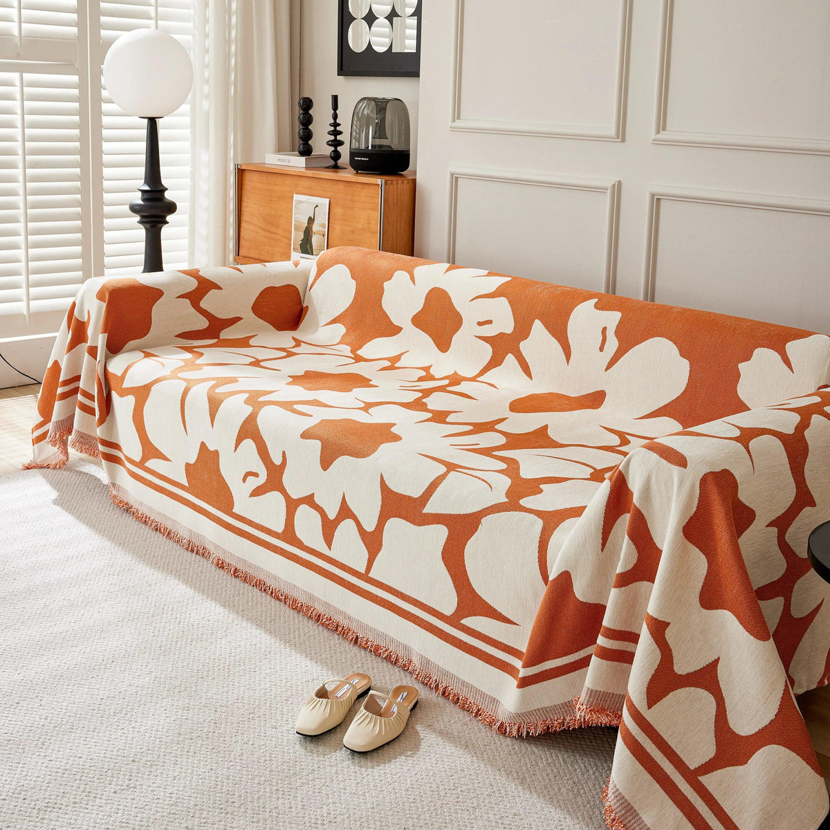 Chenille Floral Soft Thick Reversible Blanket Covers for Couch, Couch Protector Blanket Cover Sofa