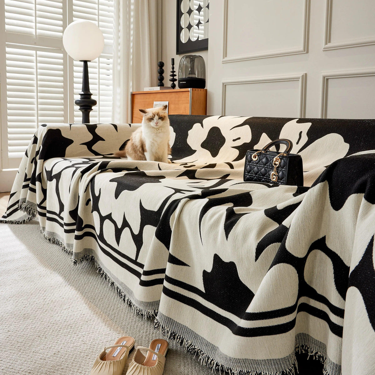 Chenille Floral Soft Thick Reversible Blanket Covers for Couch, Couch Protector Blanket Cover Sofa