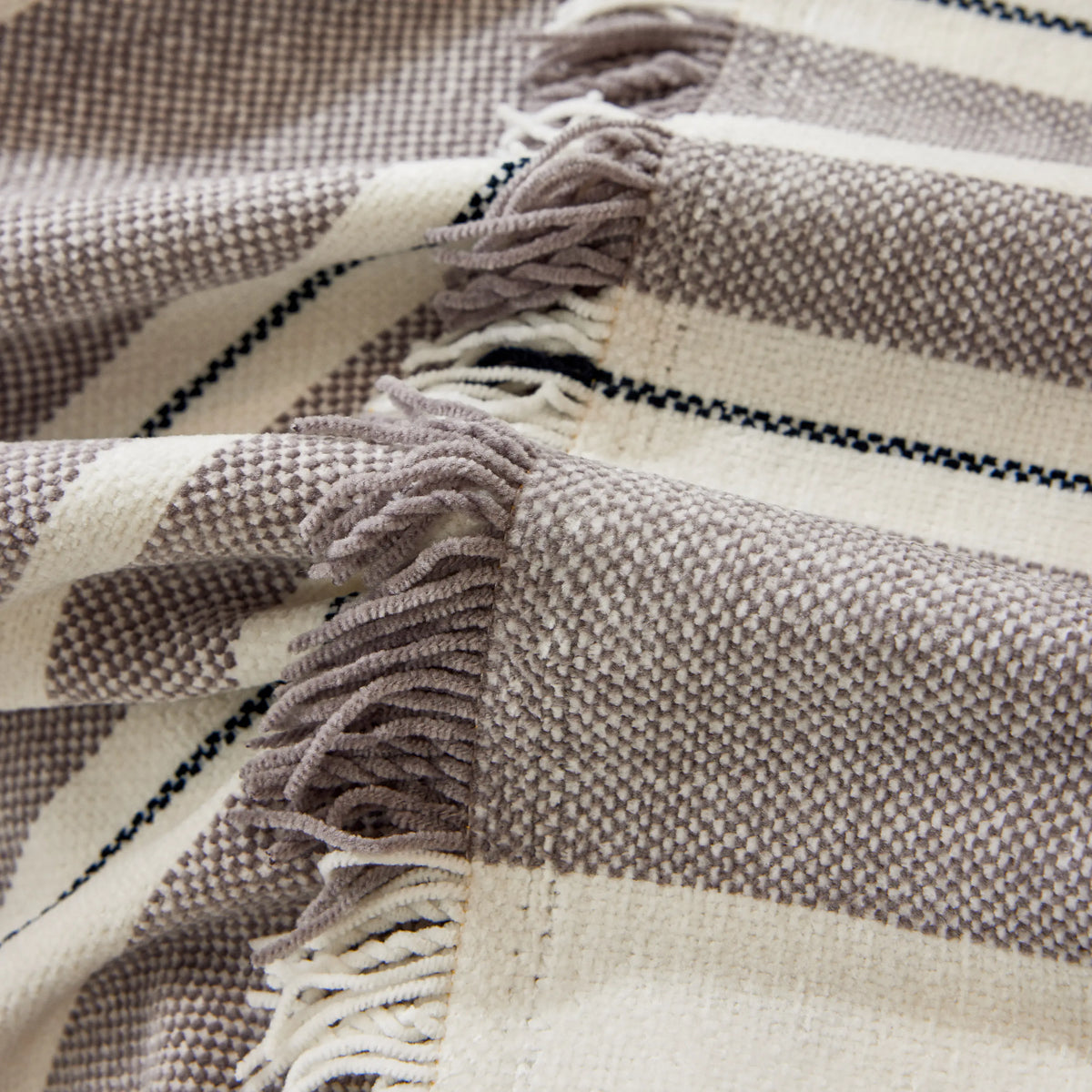 Striped Chenille Sofa Slipcover Throw, Soft Thick Washable Couch Cover Blanket