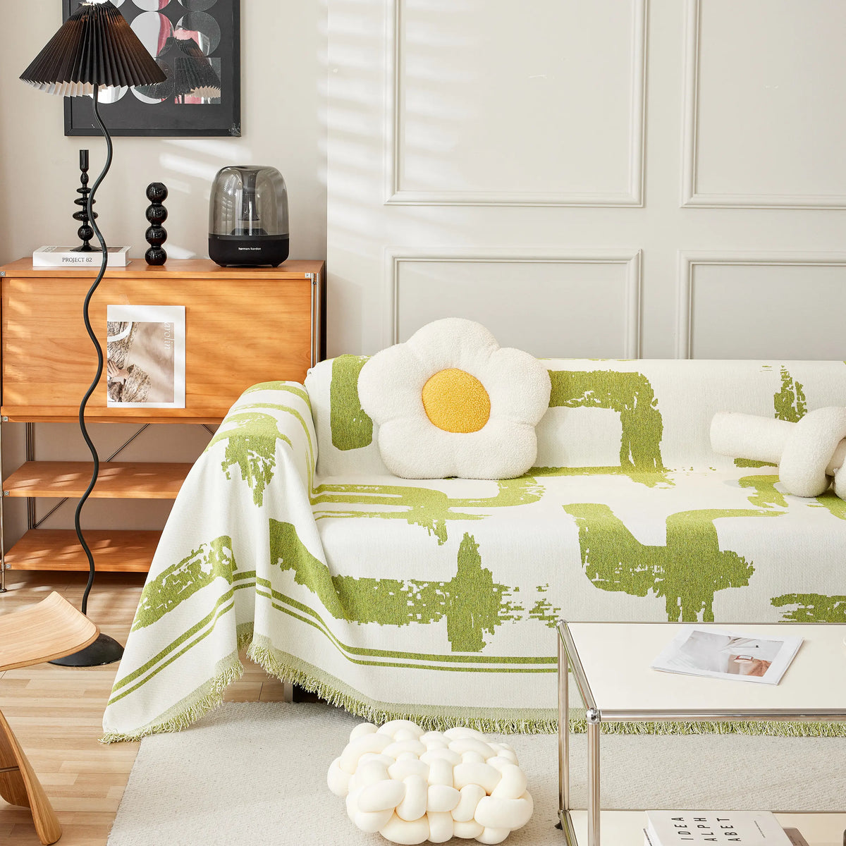 Chenille Abstract Soft Thick Reversible Oversized Couch Cover Blanket, Blanket on Sofa and The Couch