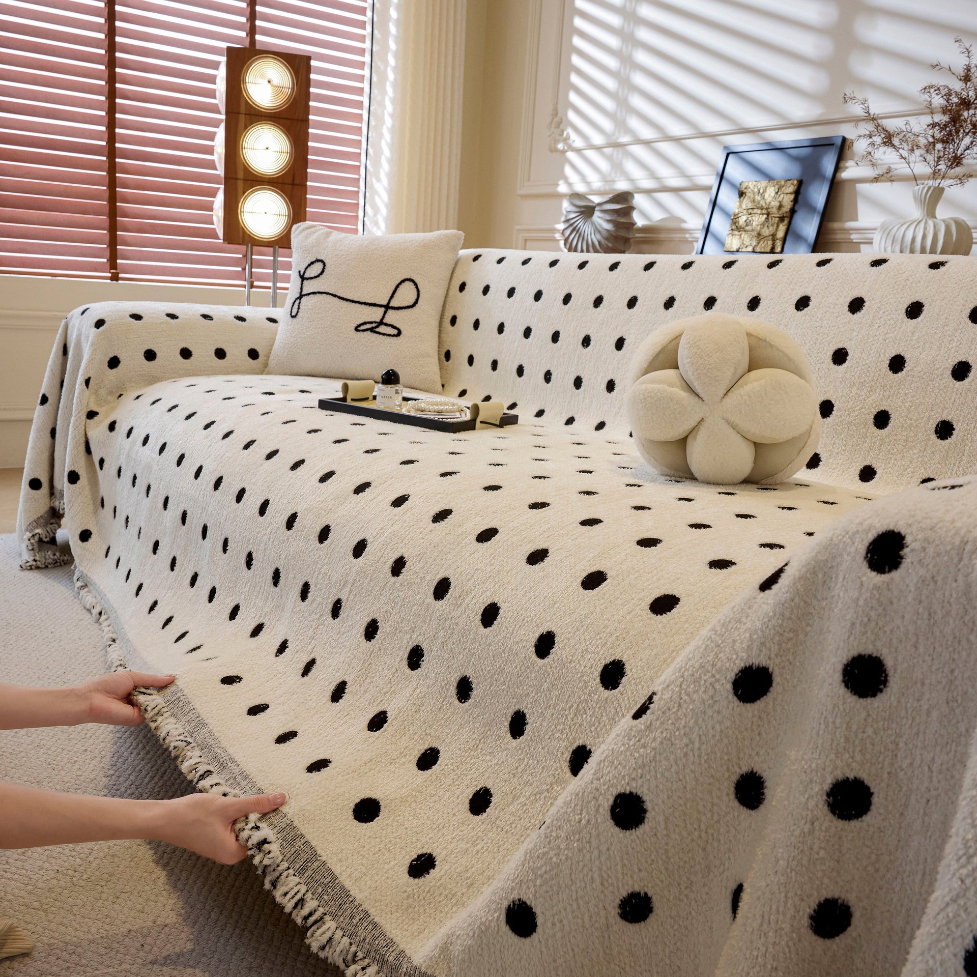 Decorative Plush Textured Woven Sofa Cover Throw, Cozy Soft Couch Protector Blanket