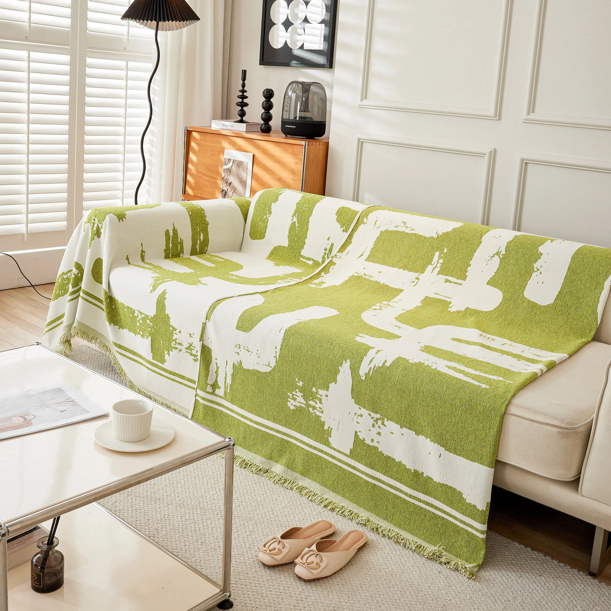Chenille Abstract Soft Thick Reversible Oversized Couch Cover Blanket, Blanket on Sofa and The Couch