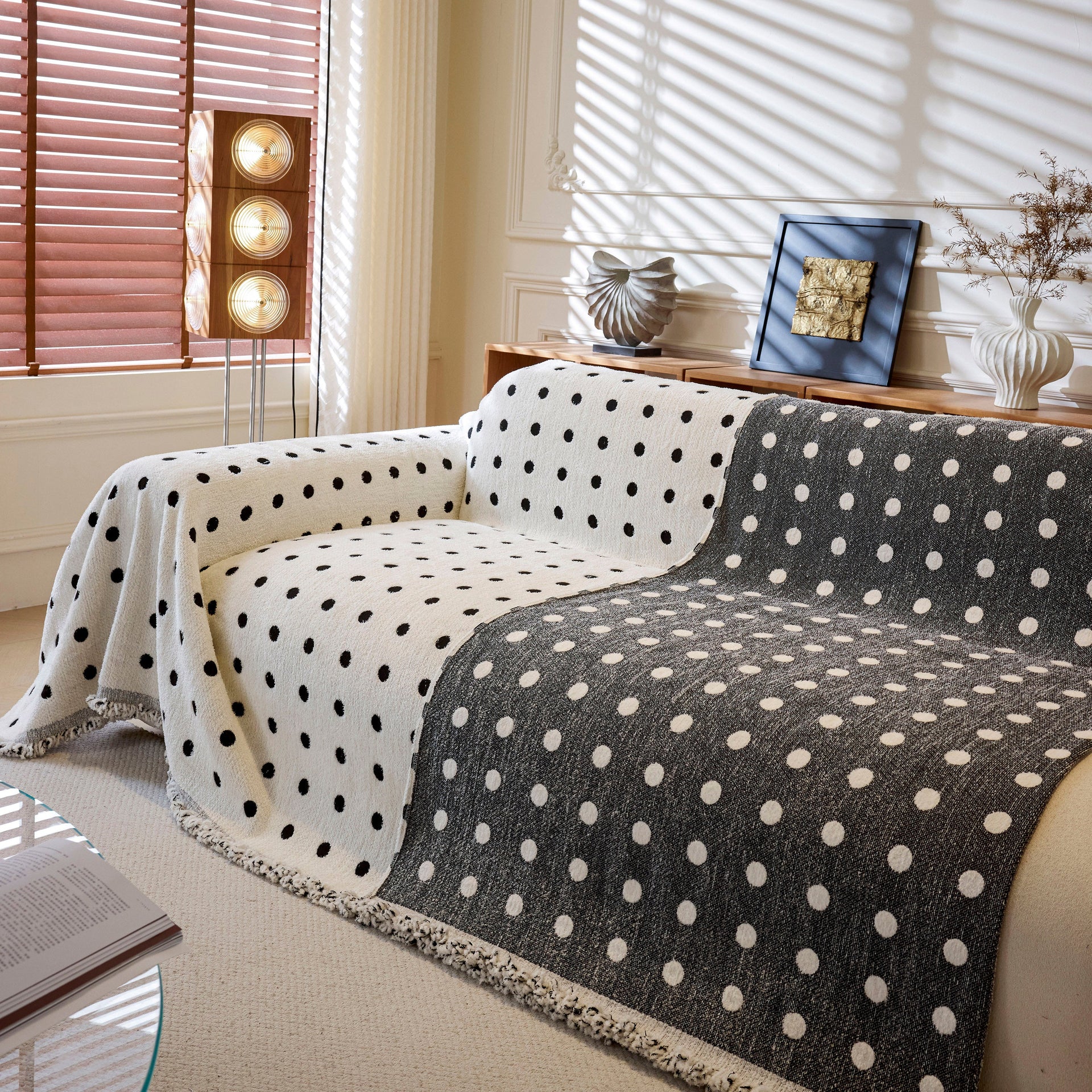 Decorative Plush Textured Woven Sofa Cover Throw, Cozy Soft Couch Protector Blanket