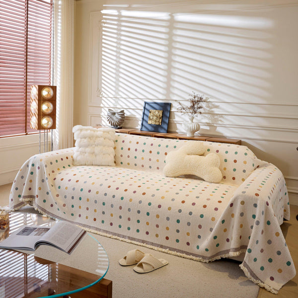 Decorative Plush Textured Woven Sofa Cover Throw, Cozy Soft Couch Protector Blanket
