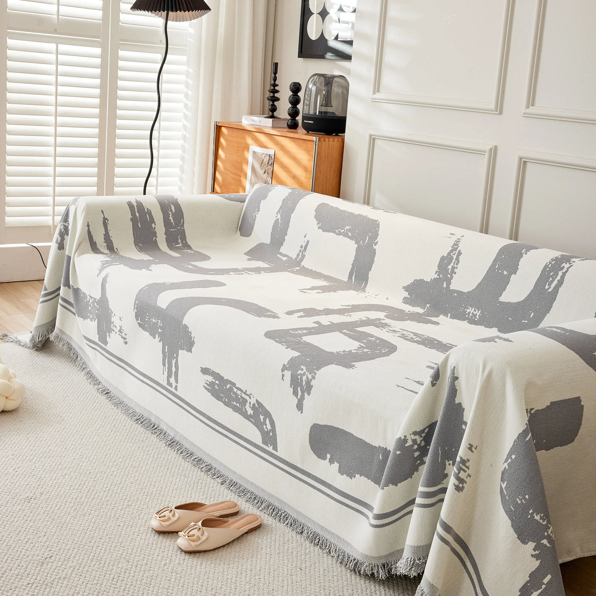Chenille Abstract Soft Thick Reversible Oversized Couch Cover Blanket, Blanket on Sofa and The Couch