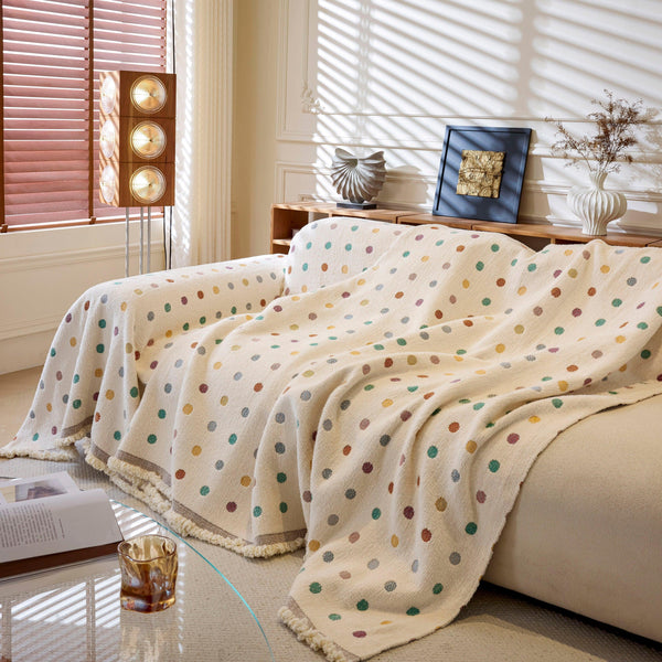 Decorative Plush Textured Woven Sofa Cover Throw, Cozy Soft Couch Protector Blanket