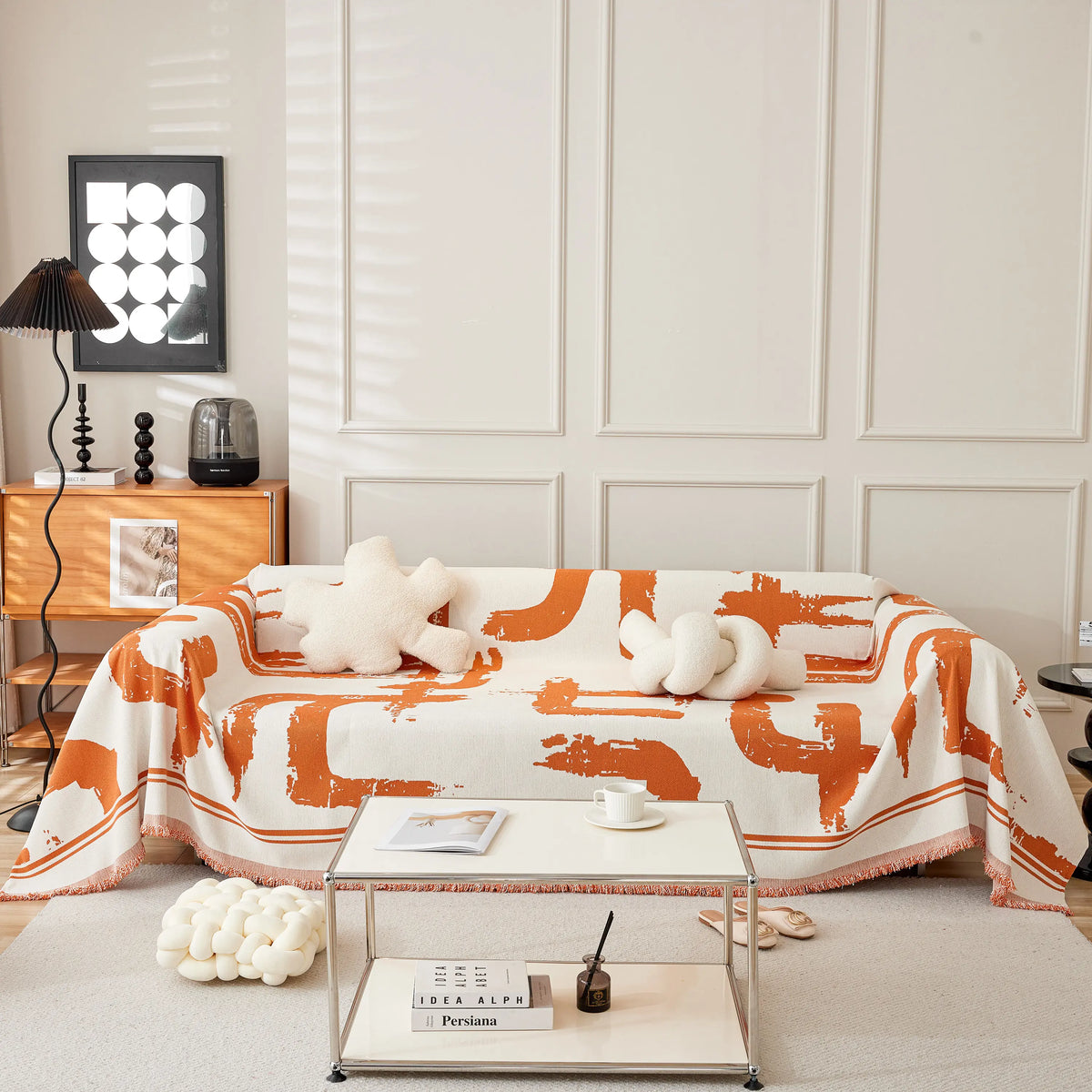 Chenille Abstract Soft Thick Reversible Oversized Couch Cover Blanket, Blanket on Sofa and The Couch