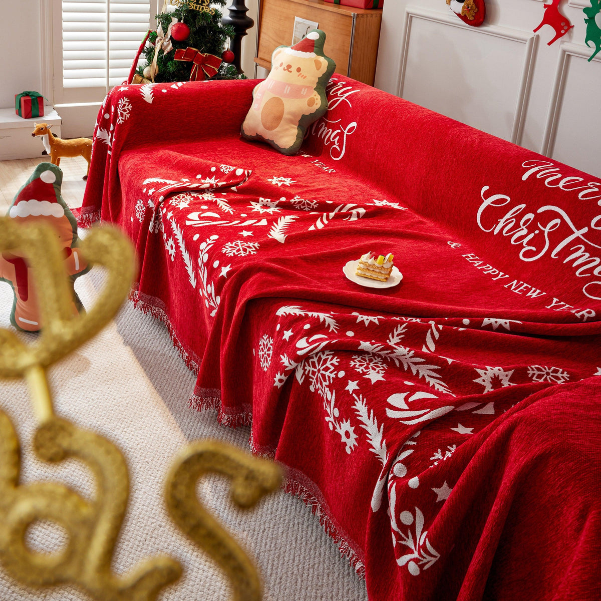 Cozy Chenille Couch Cover Blanket, Non Slip Sofa Cover, Furniture Covers for Pets