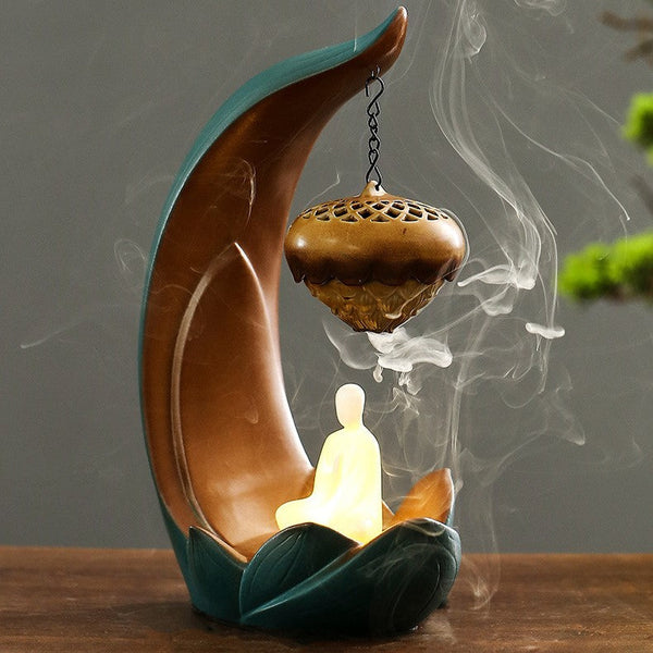 Zen Hanging Lotus Backflow Incense Burner LED Lamp