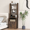 6-Tier Bookshelf Nightstand with Charging Station and Cabinet-Rustic Brown