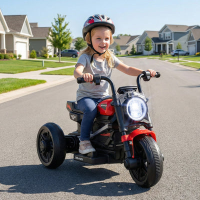 6V Kids Electric Motorcycle with LED Headlight and Music for Toddlers Aged 3-5-Red