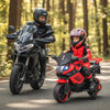 6V Kids Motorcycle with Headlights Music and Detachable Training Wheels-Red - Red