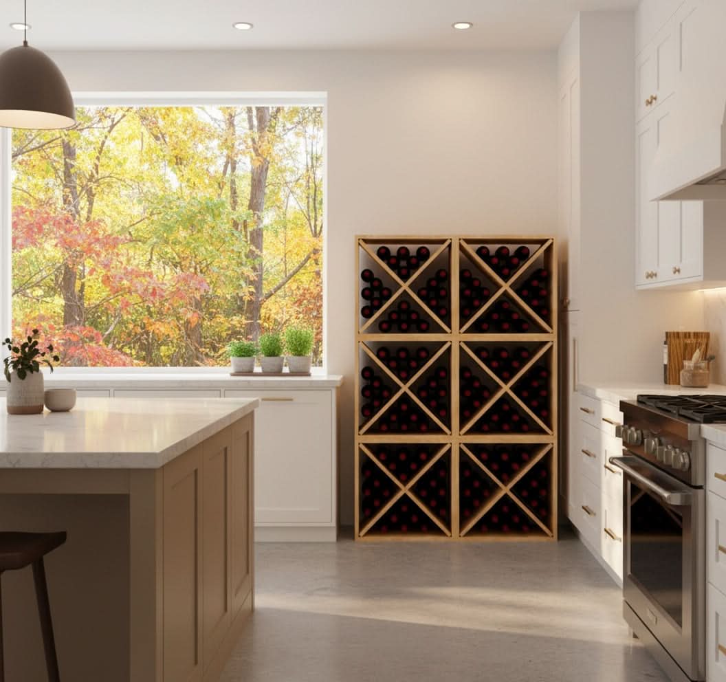 Modular Wine Cube Storage for Various Size Bottles 6 Stackable Design Handcrafted Wood Bins Holds 144 Bottles