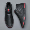 Mens Casual Winter Warm Ankle Boots Fashion Snow Boots Outdoor Footwear Black Sneakers Men's Leather Lined Warm Anti-slip Outdoor Work Shoes - Black Red / 44