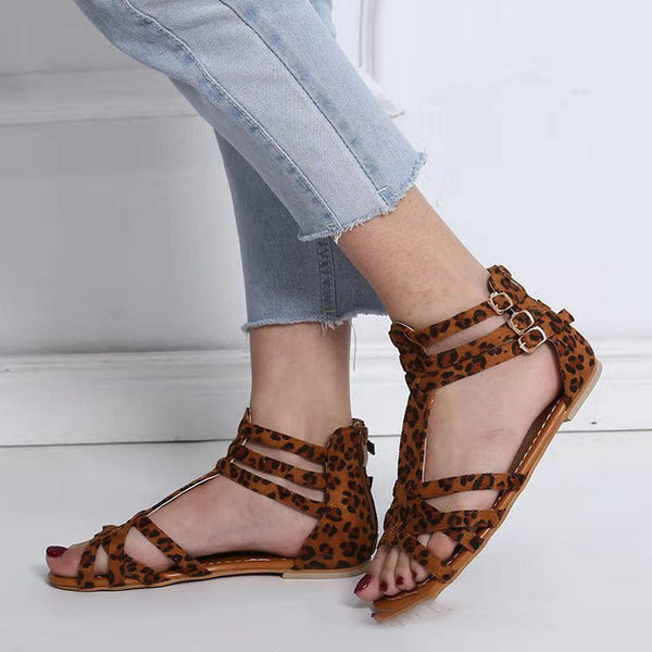 Women's Sandals Summer Shoes Leather Sandals Flats Summer Woman Beach Sandals Arch Support Casual Comfort Retro Slip On Summer Sandal Ladies Casual Beach Flats