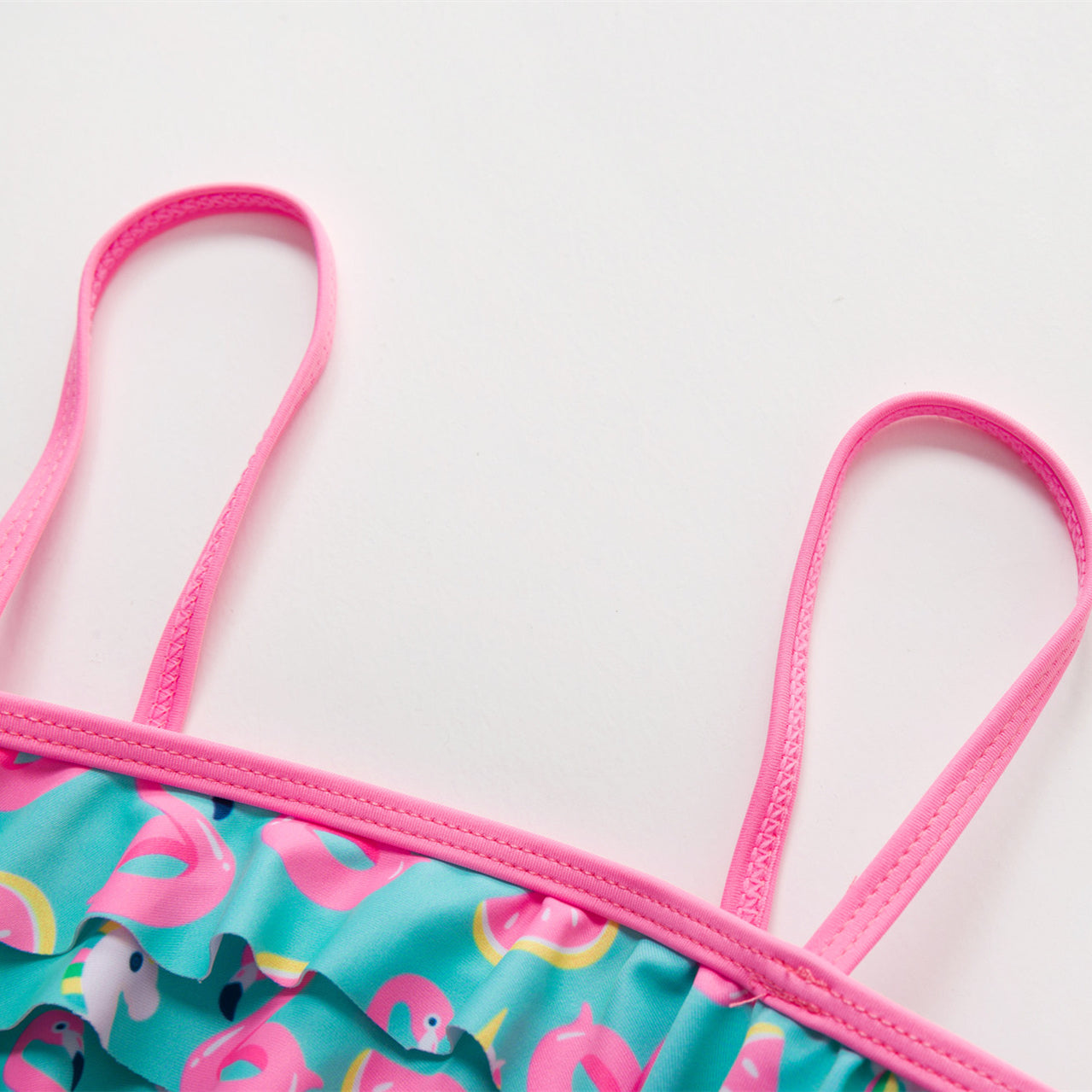 3-16Y Cartoon Two-piece Girls Swimwear Ruffle Swimsuit Bikini Set One Shoulder Beachwear Princess Two Piece Bathing Suit Children Swimwear Girls Swimsuit Bikini Set