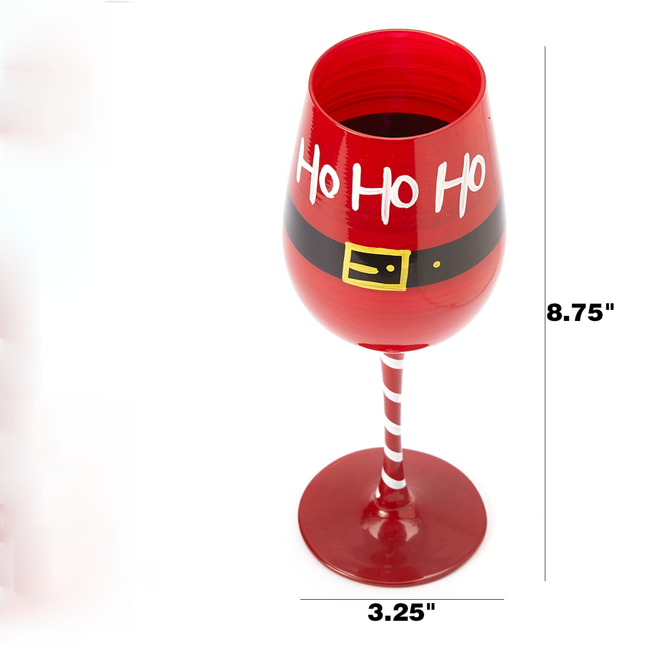 Ho Ho Ho Santa's Christmas Stemmed Wine & Water Glasses - Set of 2 - HoHoHo, Red & Black, 9