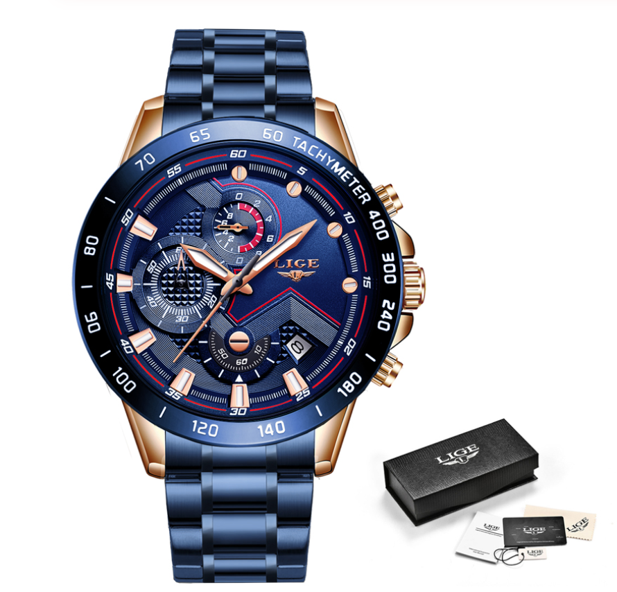 Business Elegant Men's  Watch With Chronometers Day View  Fluorescent Hands Excellent Look Unique Design Perfect Gift For Your Man